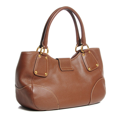 Prada Vitello Daino Pushlock Tote Tobacco 3 of 12