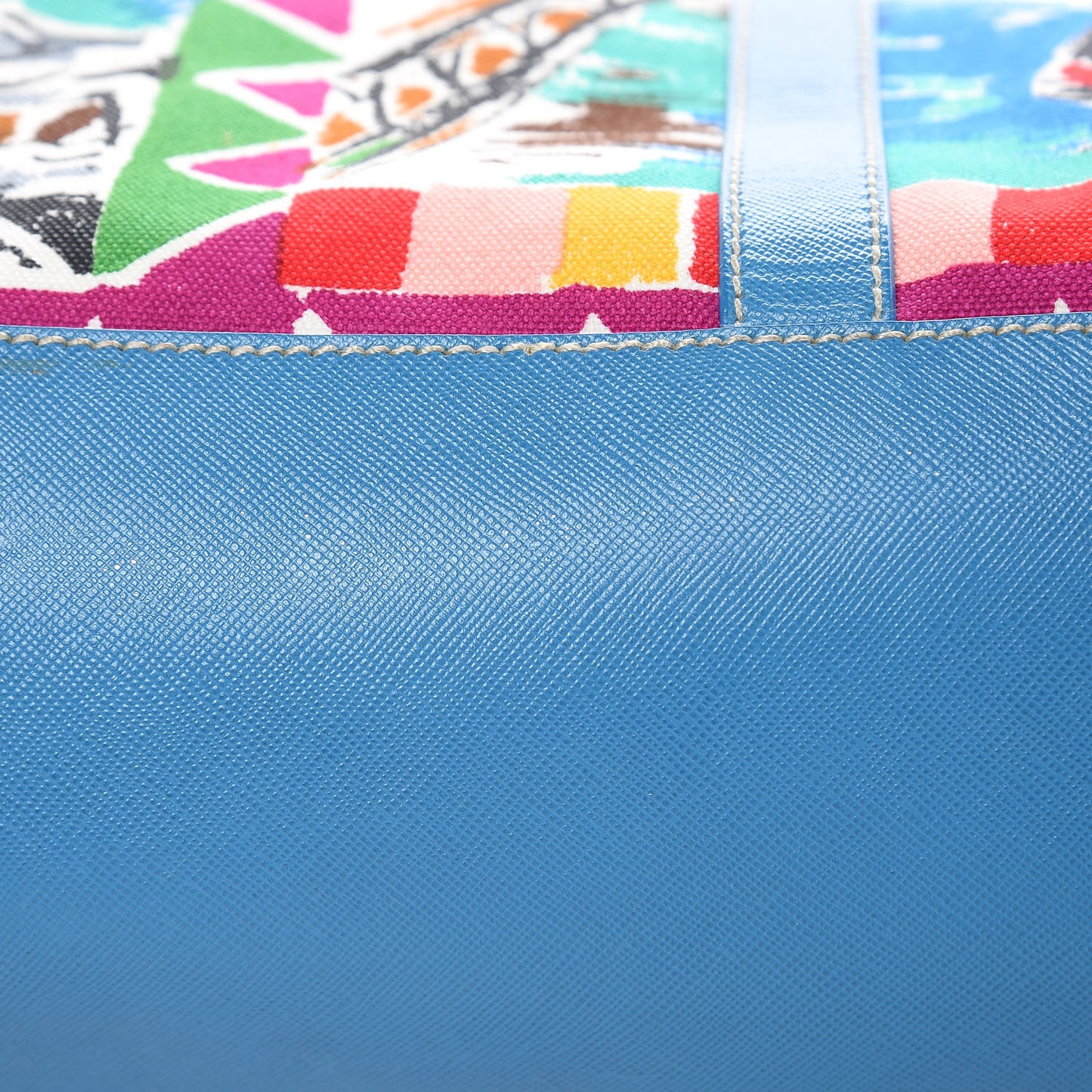 Canvas Saffiano Stampata Venice Tote Blue
