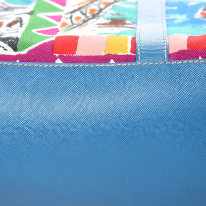 Prada Canvas Saffiano Stampata Venice Tote Blue 11 of 11