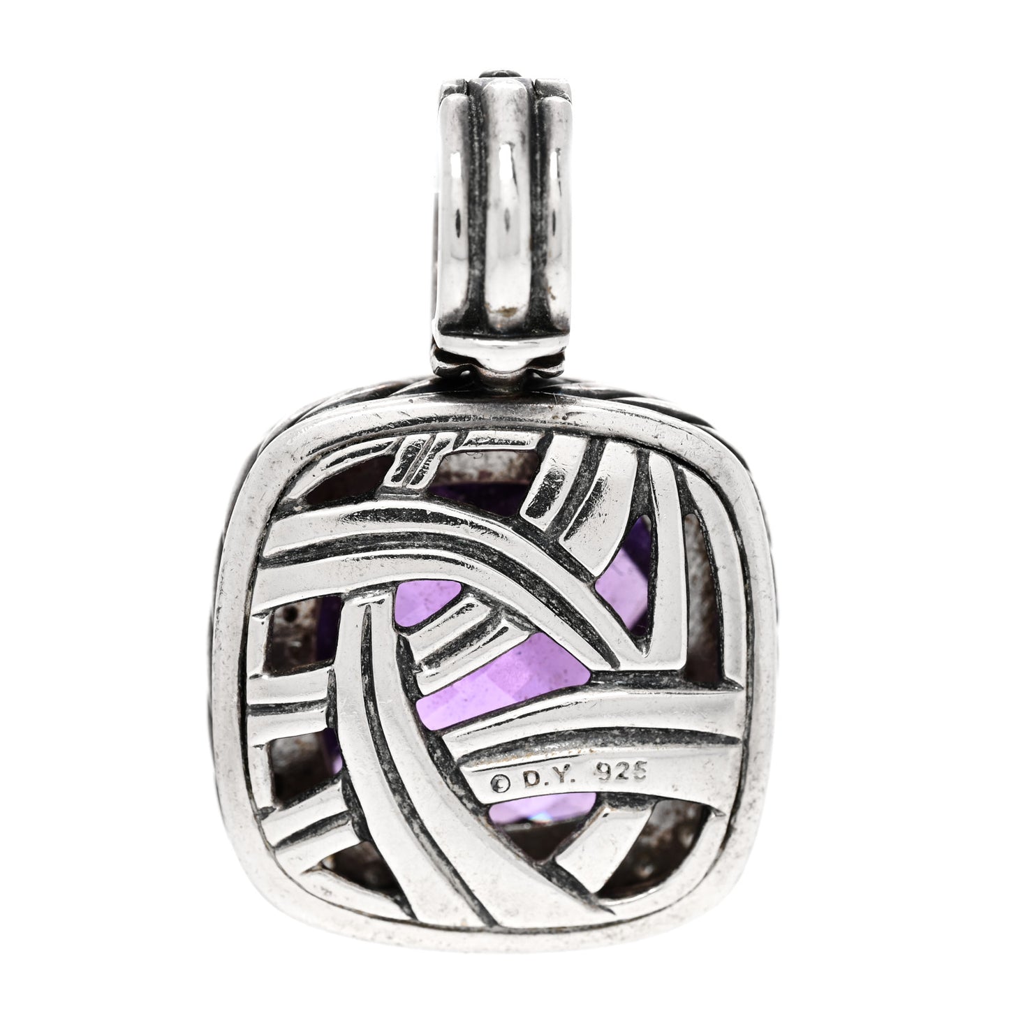 Sterling Silver Diamond Amethyst 17mm Albion Enhancer Pendant