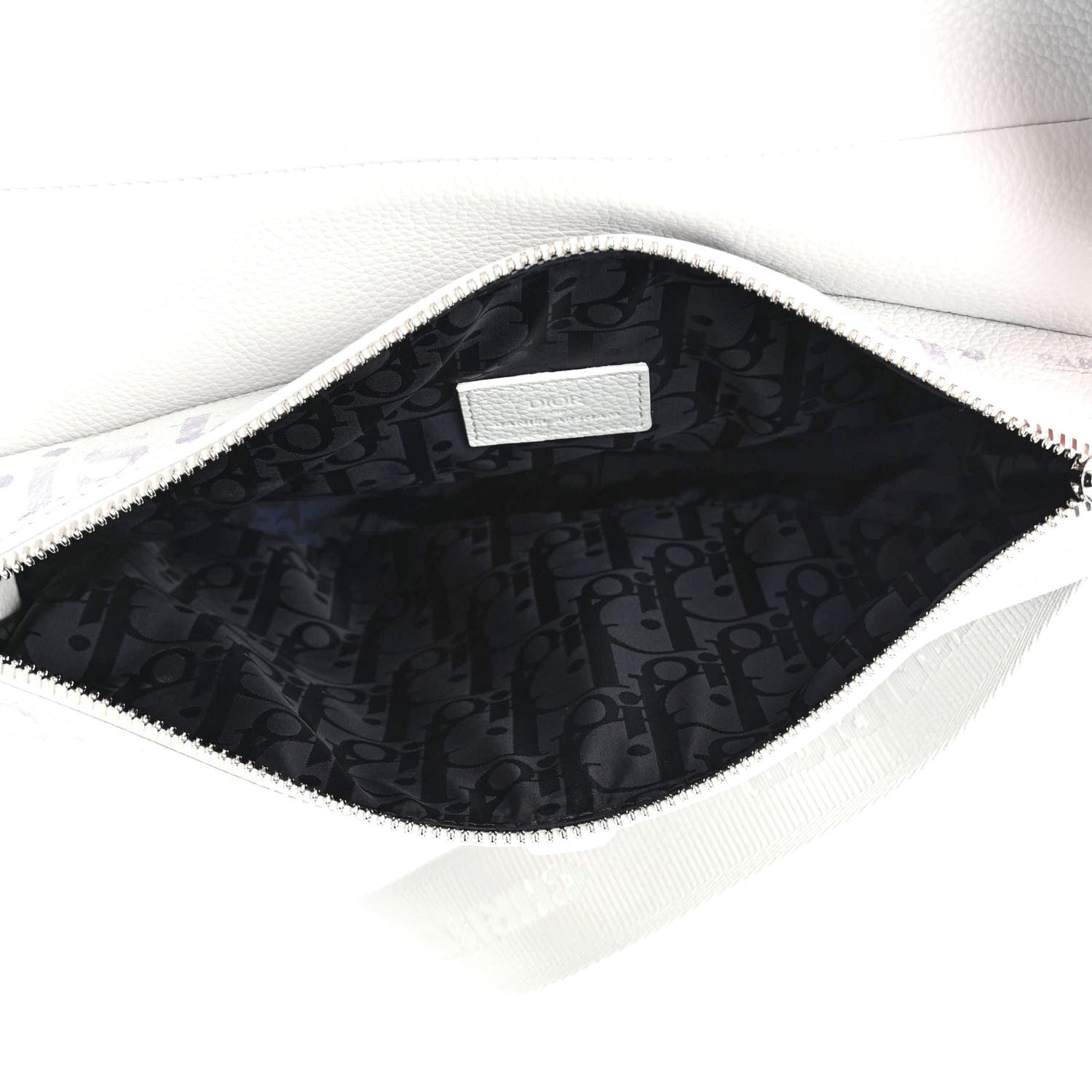 Christian Dior X DANIEL ARSHAM Grained Calfskin Newspaper Print Saddle Bag White 4 of 4