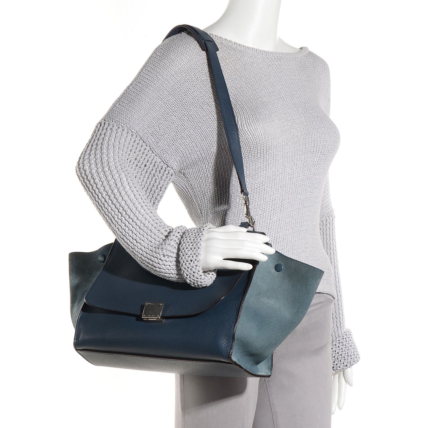 Drummed Calfskin Suede Medium Trapeze Orage