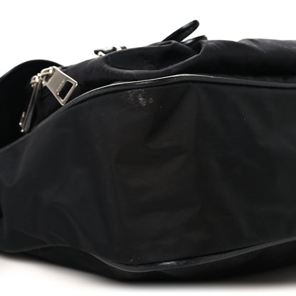 Gucci Nylon Monogram Double Buckle Flap Messenger Bag Black 8 of 9