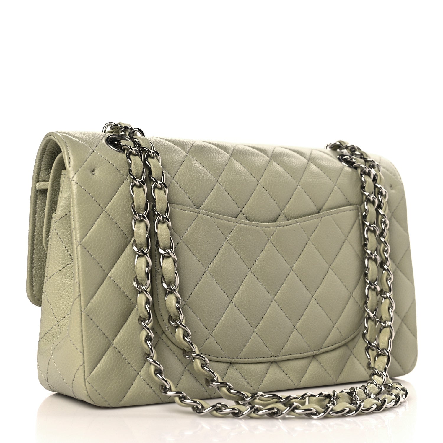 Chanel Caviar Quilted Medium Double Flap Light Green 3 of 10