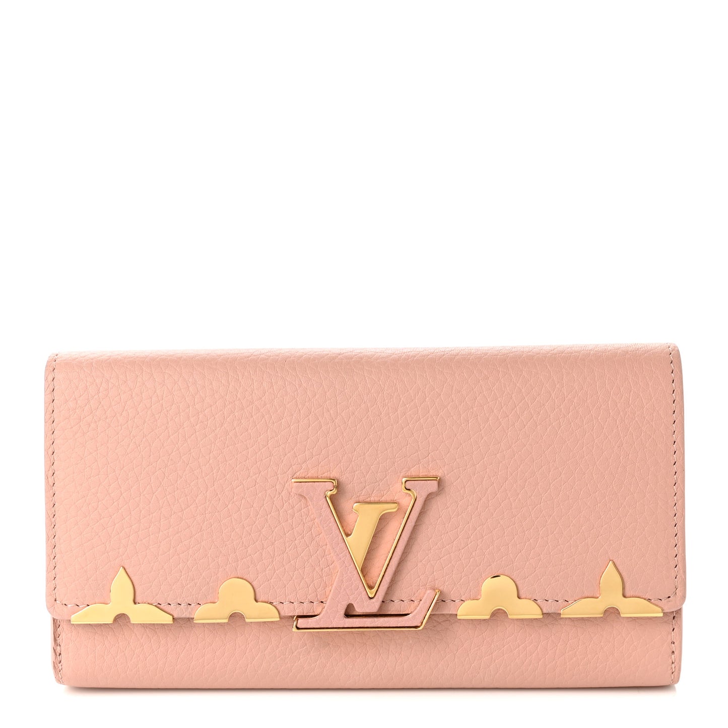 Taurillon Embellished Capucines Long Wallet Magnolia
