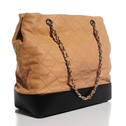 Chanel Calfskin Quilted VIP Tote Beige Black 3 of 7