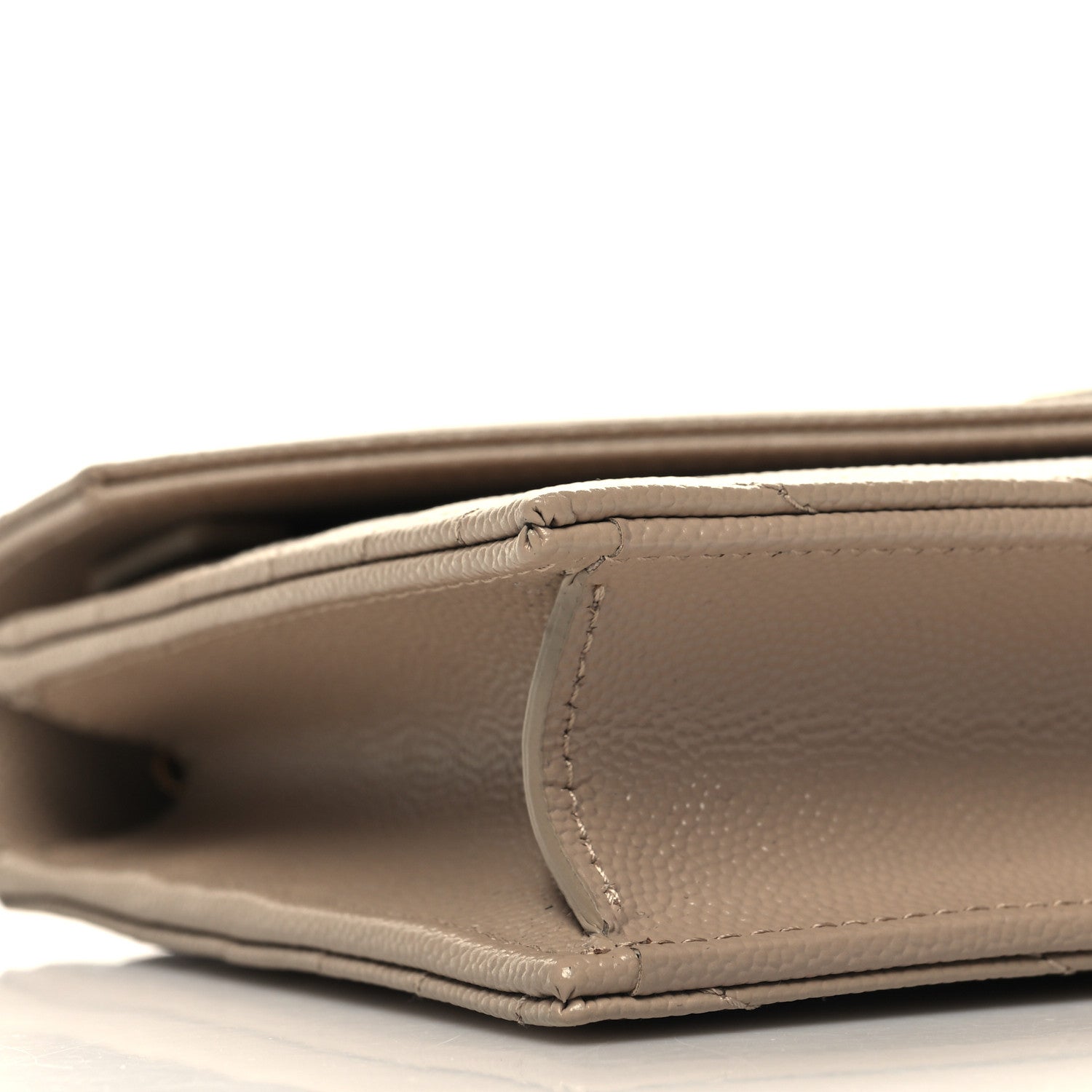 Saint Laurent Grain De Poudre Matelasse Chevron Monogram Envelope Chain Wallet Dark Beige 9 of 11