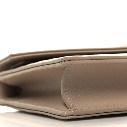 Saint Laurent Grain De Poudre Matelasse Chevron Monogram Envelope Chain Wallet Dark Beige 9 of 11