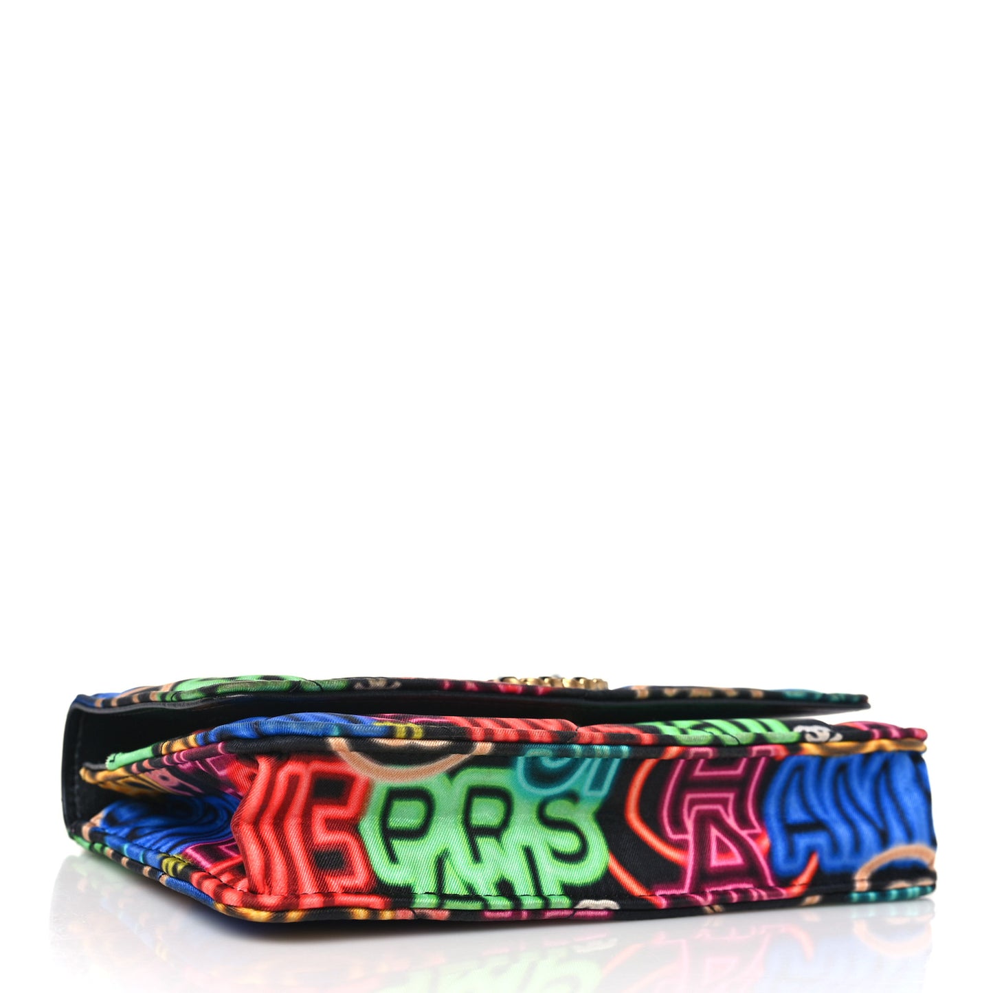 Fabric Printed Chanel 19 Wallet On Chain WOC Black Multicolor