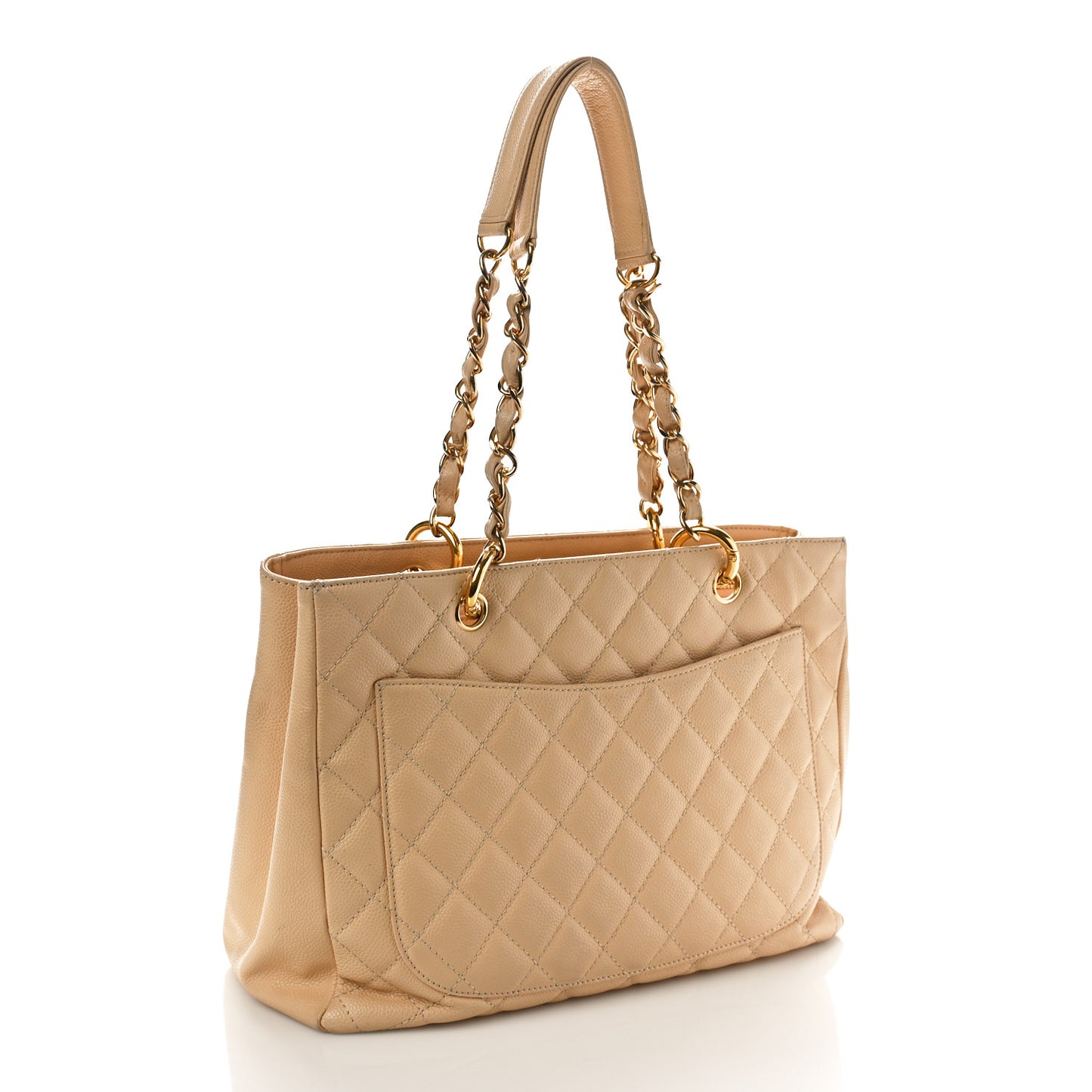 Caviar Quilted Grand Shopping Tote GST Beige