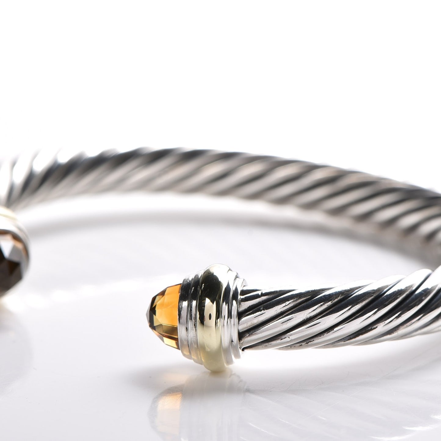 Sterling Silver 14K Yellow Gold Citrine 7mm Cable Classics Bracelet