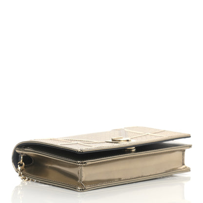 Christian Dior Metallic Patent Micro-Cannage Diorama Wallet on Chain Pouch Gold 3 of 14