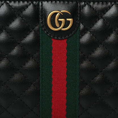 Gucci Calfskin Web Trapuntata GG Zip Around Wallet Black 6 of 7