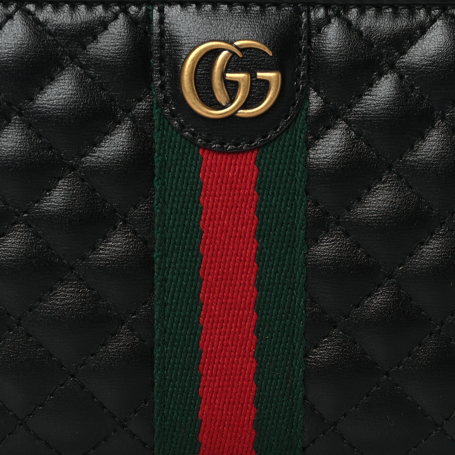 Gucci Calfskin Web Trapuntata GG Zip Around Wallet Black 6 of 7