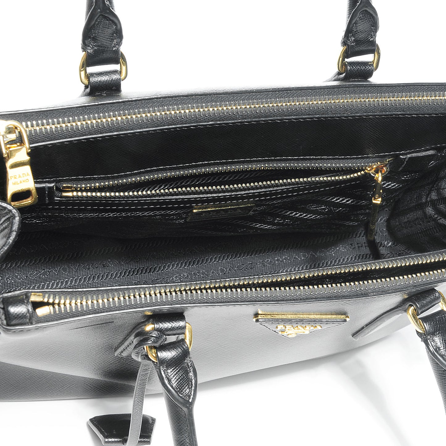 Saffiano Lux Small Double Zip Tote Nero Black