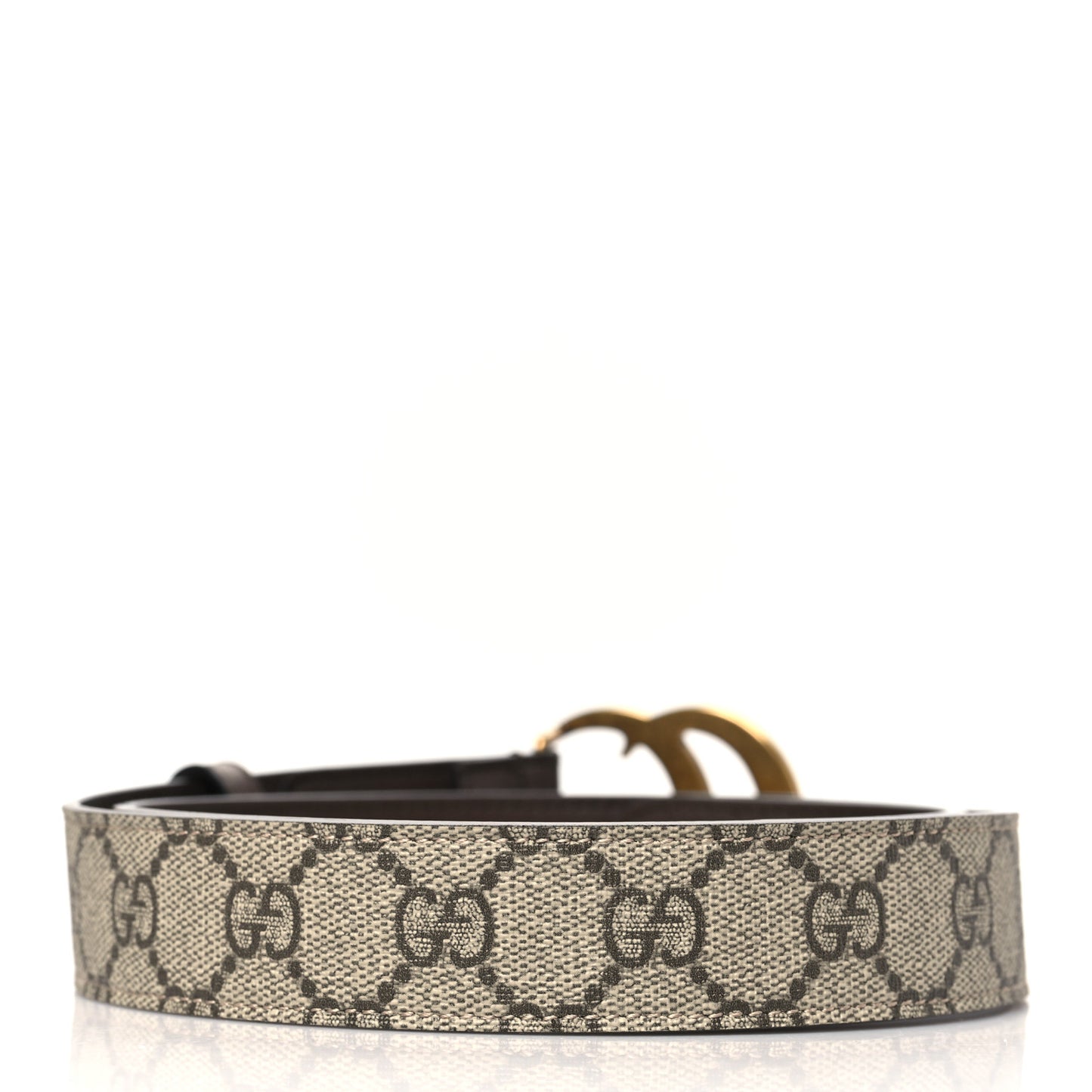 GG Supreme Monogram Matte Plutone Calfskin Double G 30mm Belt 85 34 Beige Ebony New Acero