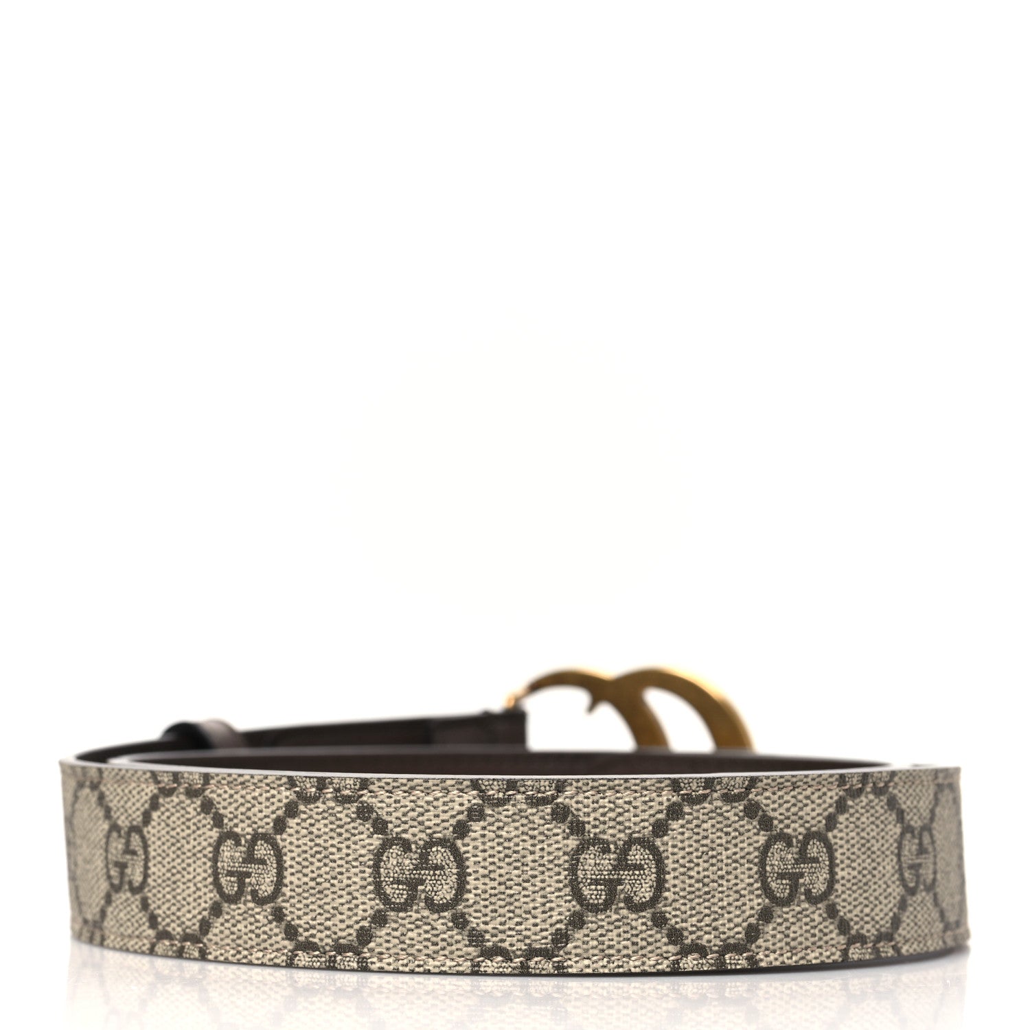 Gucci GG Supreme Monogram Matte Plutone Calfskin Double G 30mm Belt 85 34 Beige Ebony New Acero 3 of 6