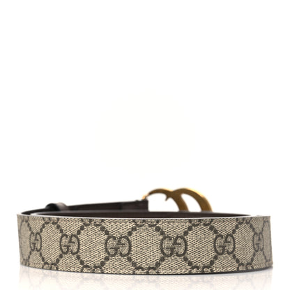 Gucci GG Supreme Monogram Matte Plutone Calfskin Double G 30mm Belt 85 34 Beige Ebony New Acero 3 of 6