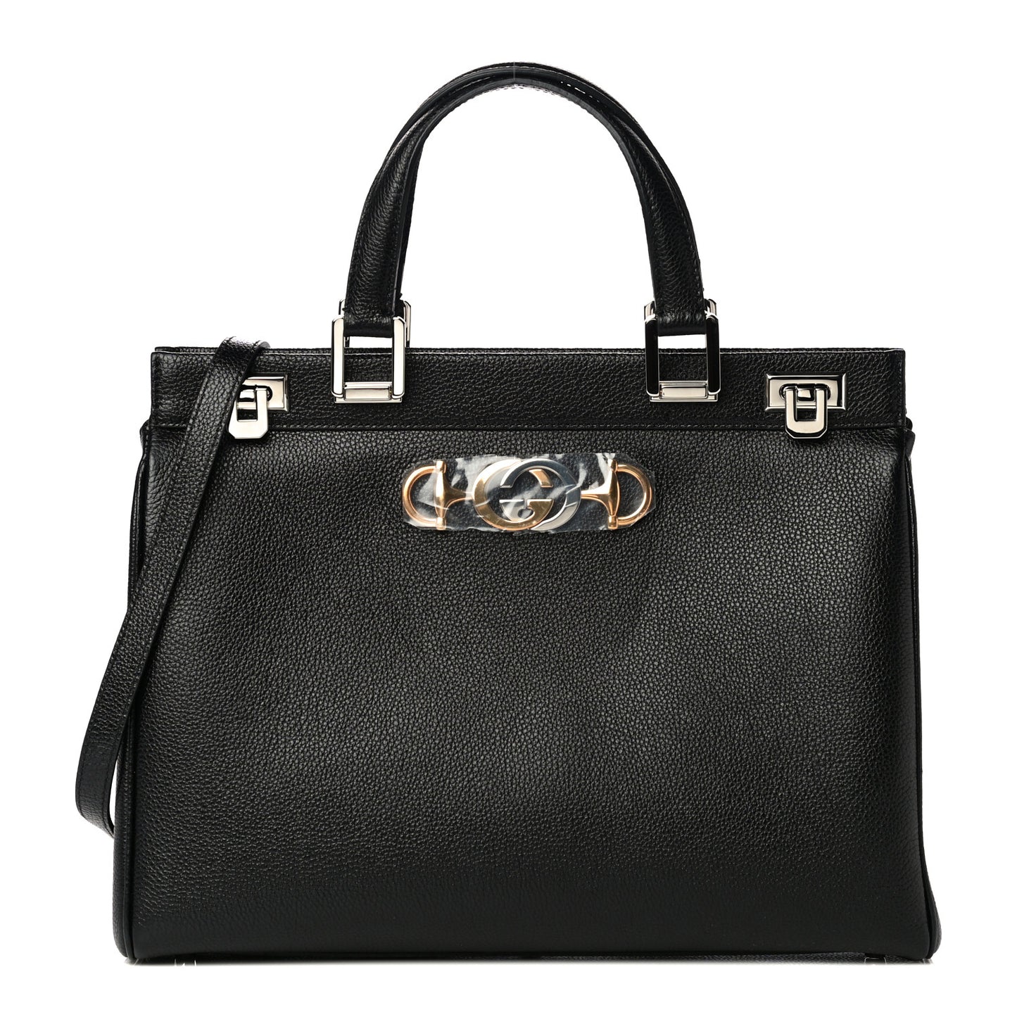 Grainy Calfskin Medium Zumi Top Handle Bag Black