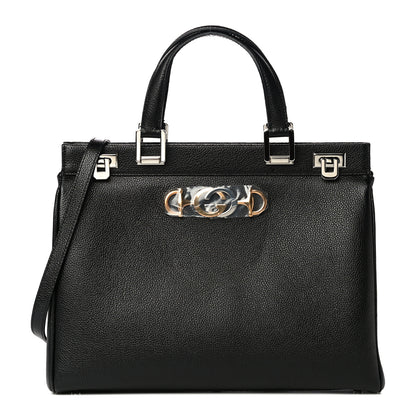 Gucci Grainy Calfskin Medium Zumi Top Handle Bag Black 1 of 12