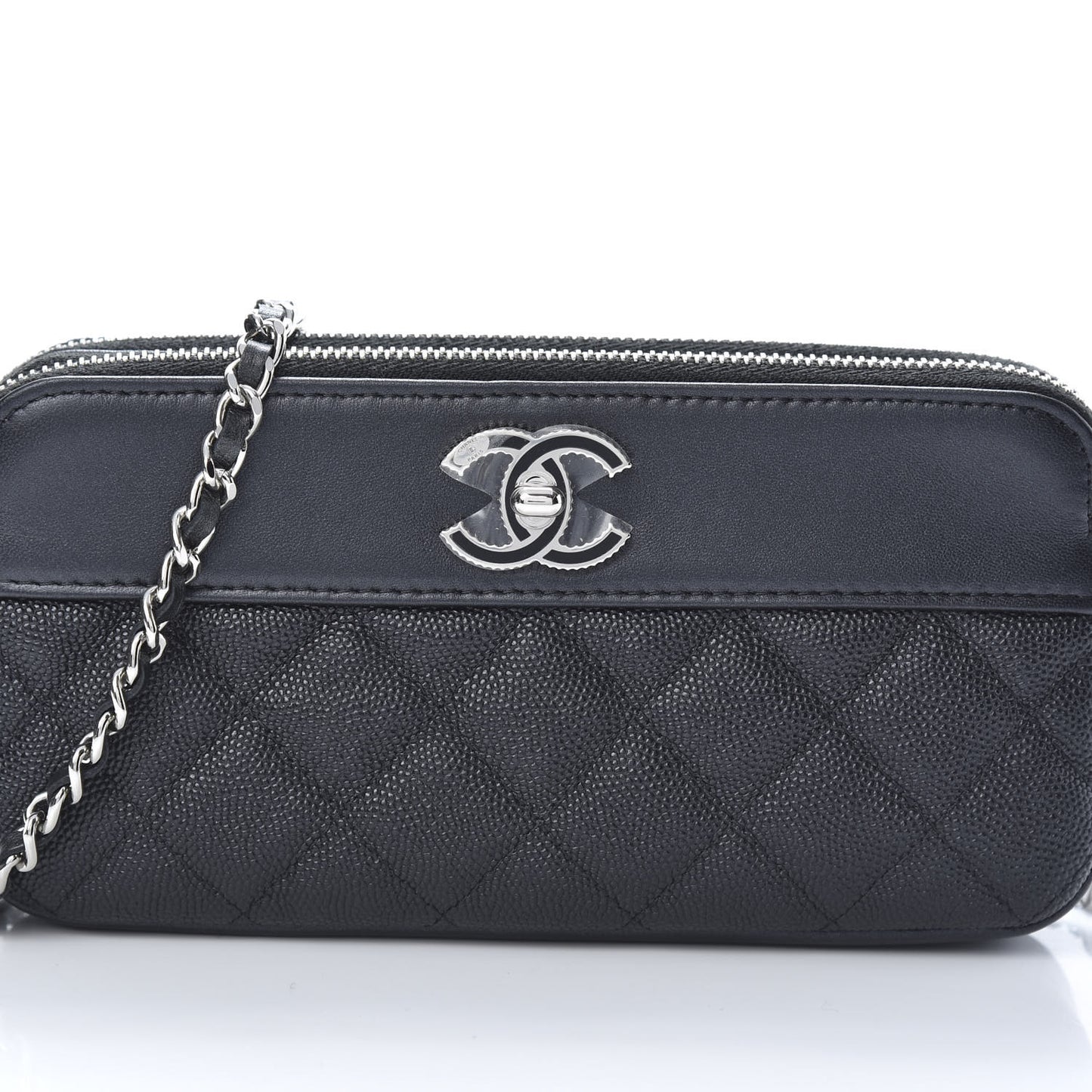 Caviar Quilted Small Vintage Mademoiselle Clutch With Chain Black