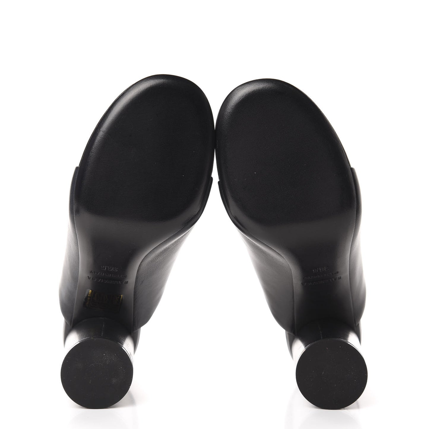Shiny Sheepskin Oval 90mm Mule Pump 36.5 Black White