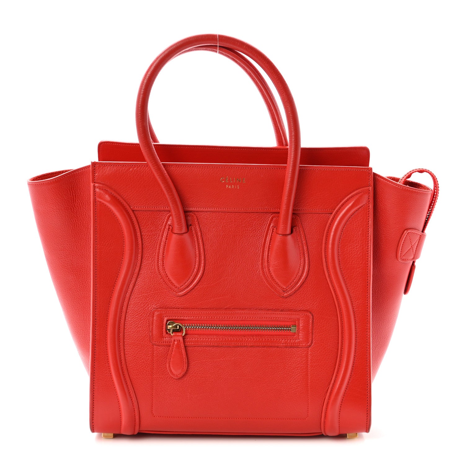 Celine Drummed Calfskin Micro Luggage Vermillion 1 of 9