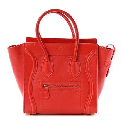 Celine Drummed Calfskin Micro Luggage Vermillion 1 of 9