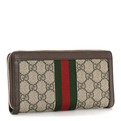 Gucci GG Supreme Monogram Web Ophidia Zip Around Wallet Brown 5 of 20