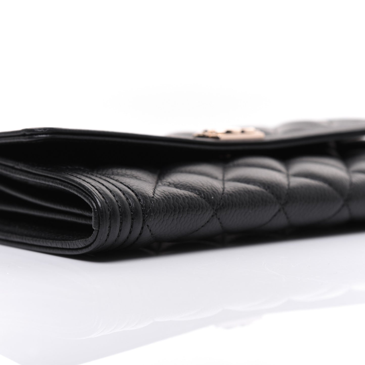 Caviar Quilted Long Boy Flap Wallet Black