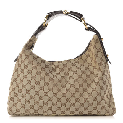 Gucci Monogram Medium Horsebit Chain Hobo Dark Brown 1 of 11