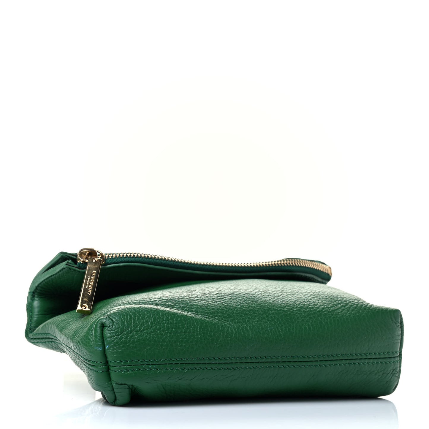 Grainy Calfskin Fold Over Clutch Green