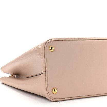 Prada Saffiano Cuir Medium Double Bag Cammeo Black 9 of 10