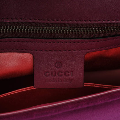 Gucci Velvet Matelasse Loved Embroidered Medium GG Marmont Shoulder Bag Fuchsia Violet Cyclamen 6 of 7