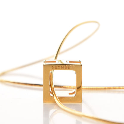 Hermes Gold Lacquered Cage d'H Pendant Necklace Pourpre 5 of 5