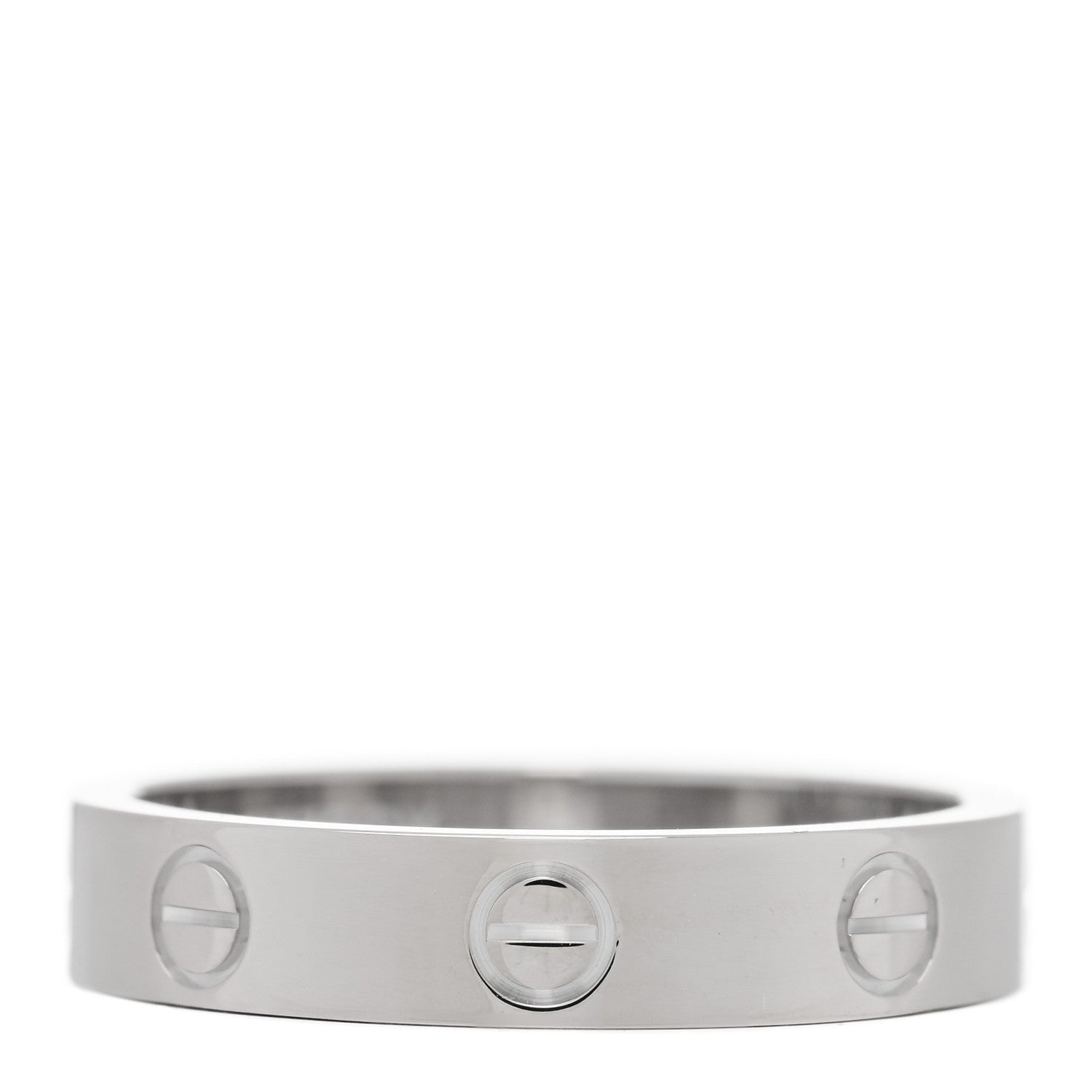 Cartier 18K White Gold Diamond 4mm LOVE Wedding Band Ring 54 6.75 3 of 4