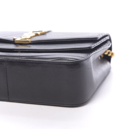 Saint Laurent Lambskin Matelasse Chevron Monogram Medium Sulpice Bag Black 8 of 12