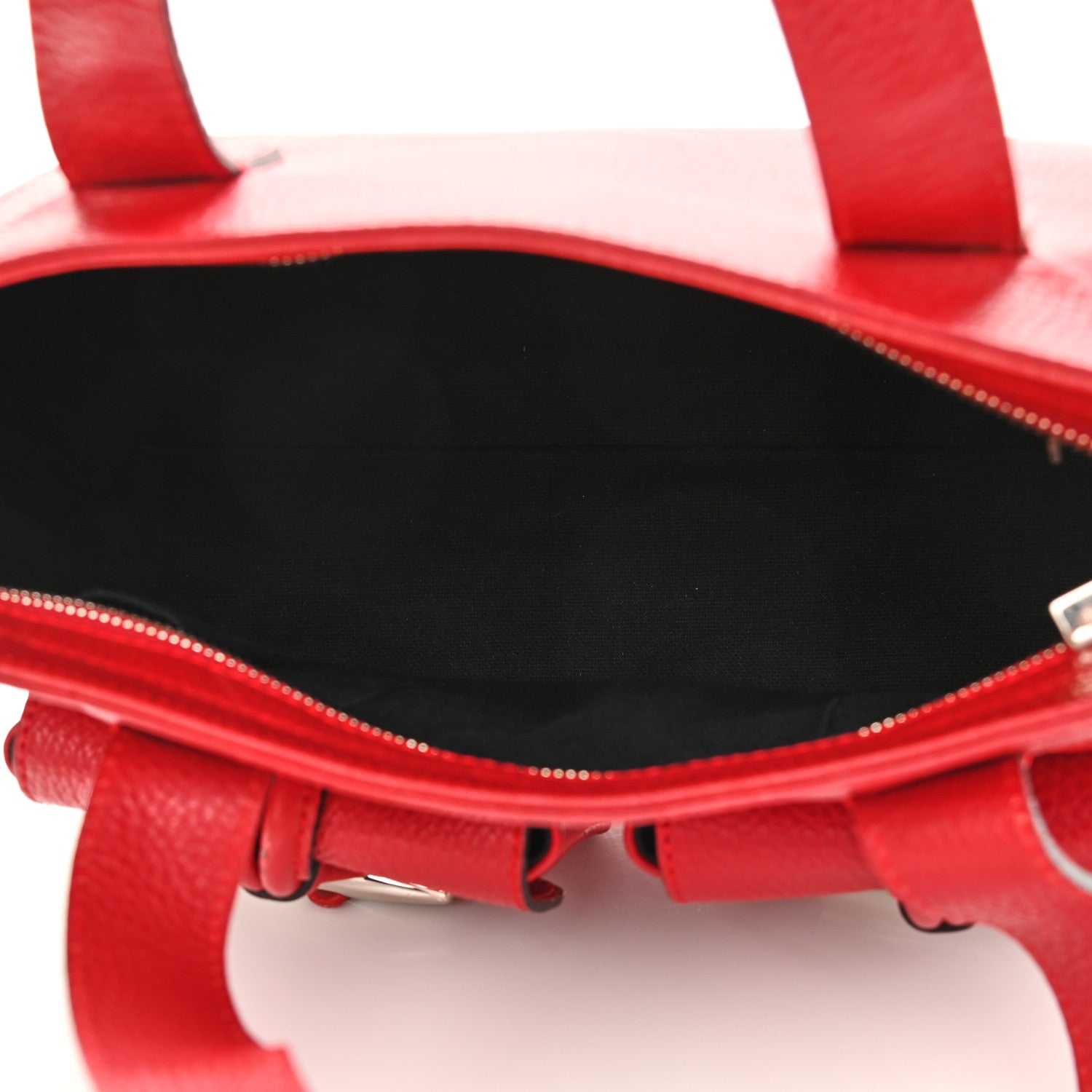 Burberry Grainy Calfskin House Check Horn Toggle Tote Red 5 of 13