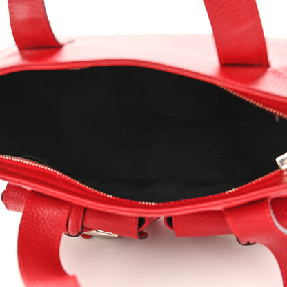 Burberry Grainy Calfskin House Check Horn Toggle Tote Red 5 of 13