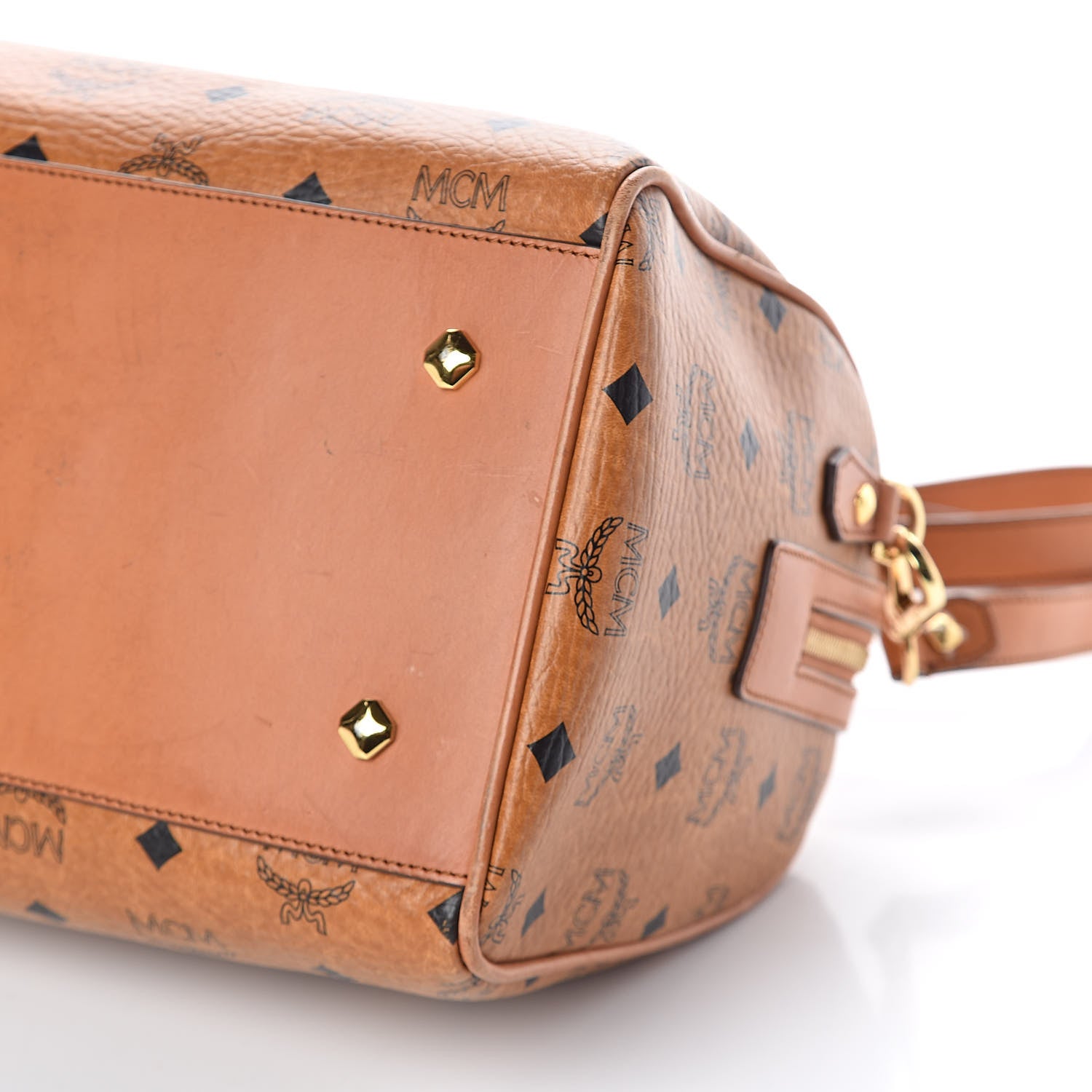 MCM Visetos Medium Boston Bag Cognac 9 of 13