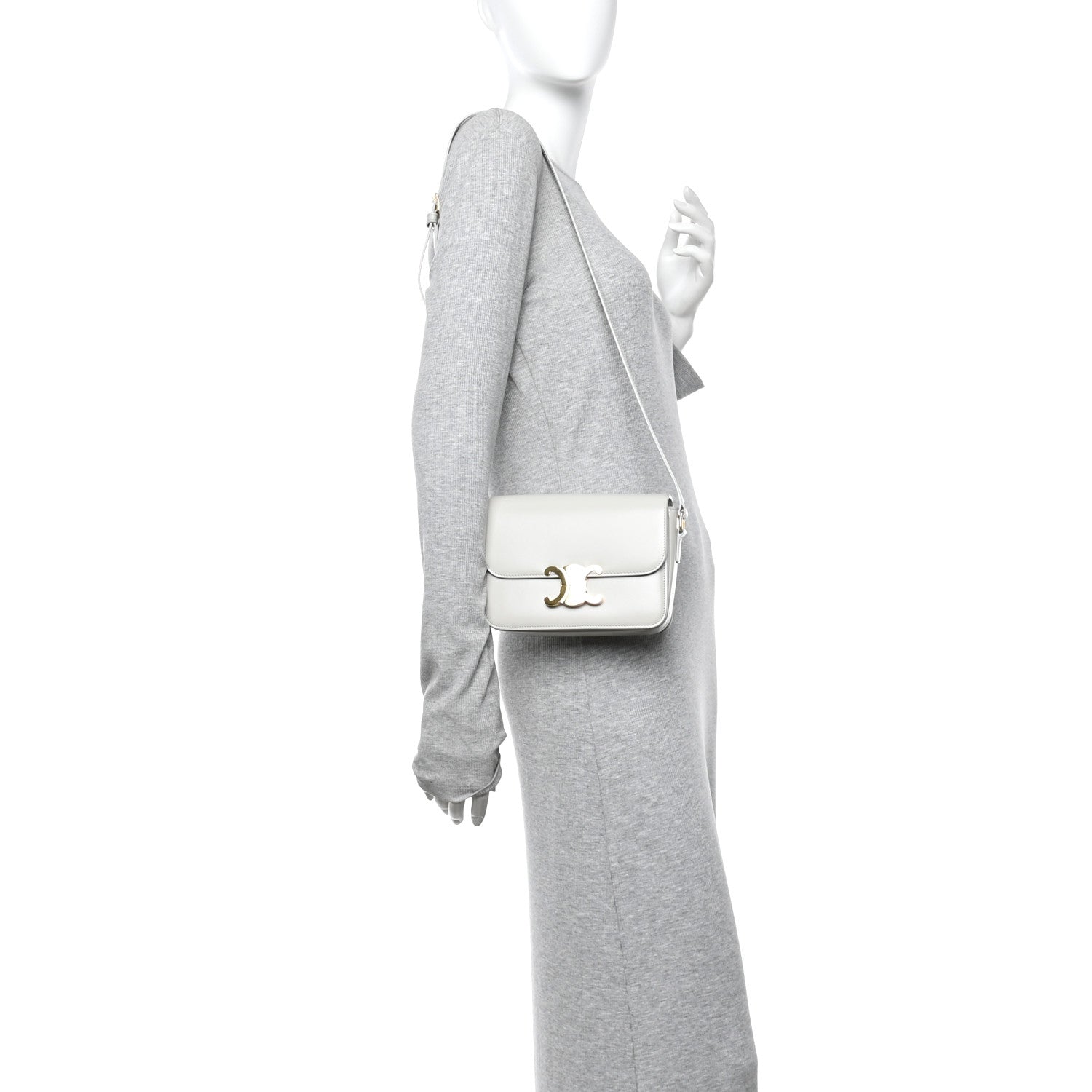 Celine Shiny Calfskin Teen Triomphe Chalk 1843130 – FASHIONPHILE