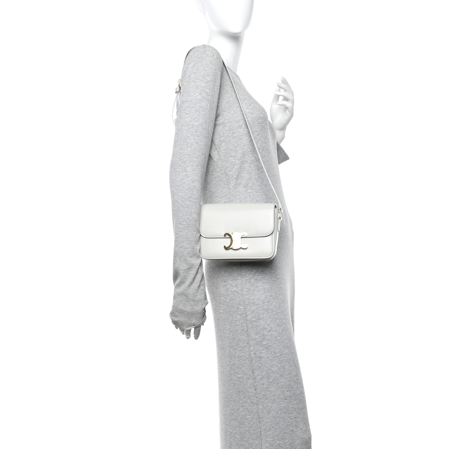 Shiny Calfskin Teen Triomphe Chalk