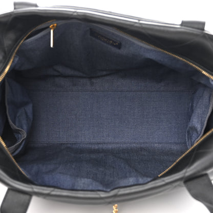 Chanel Calfskin Stitched Maxi Logo Bowling Bag Black 5 of 10