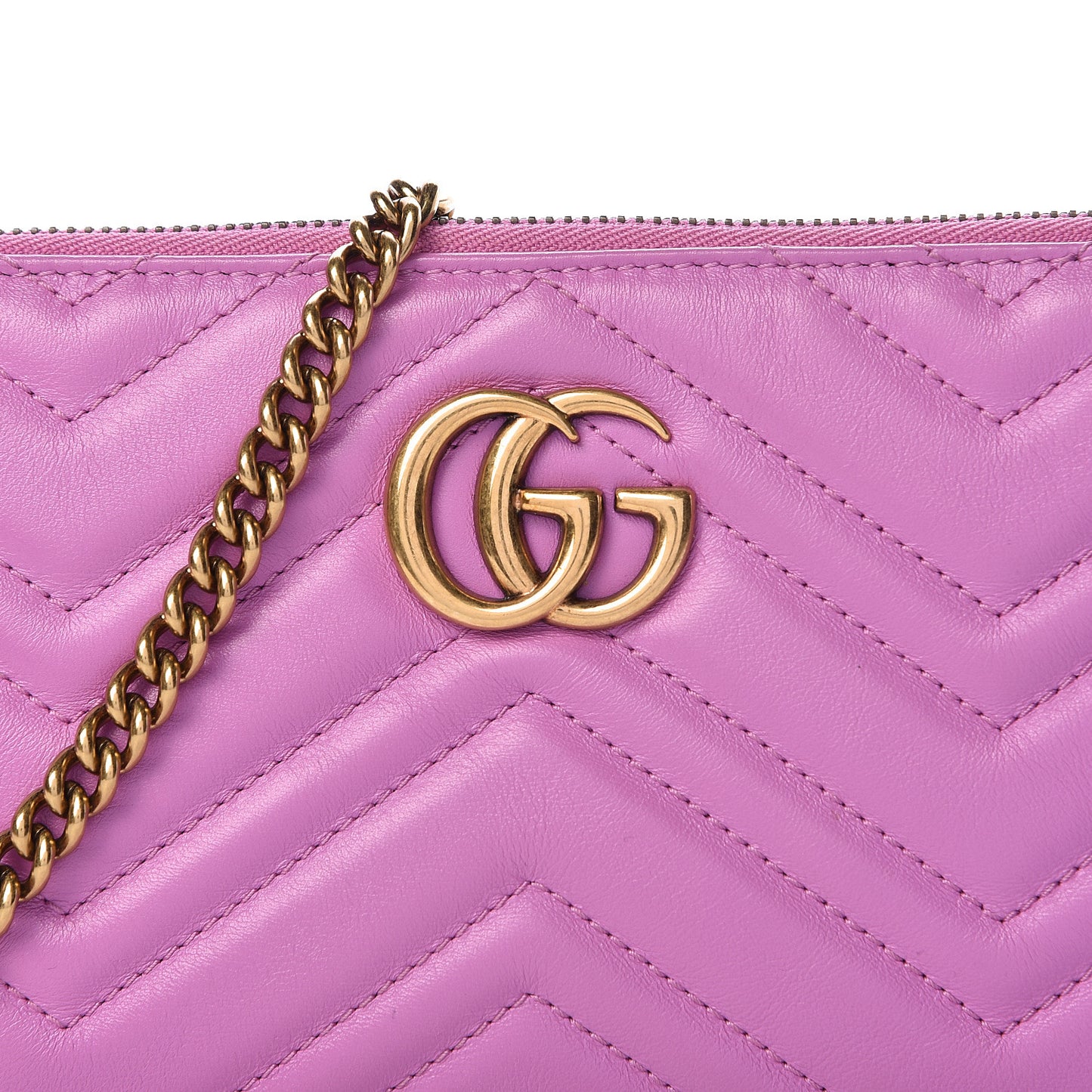 Calfskin Matelasse Mini GG Marmont Chain Bag Candy Mousse