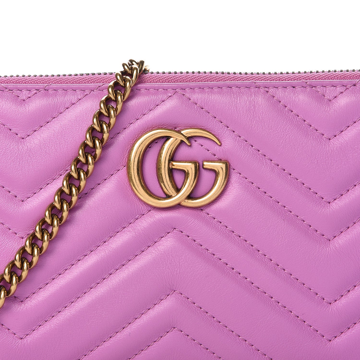Gucci Calfskin Matelasse Mini GG Marmont Chain Bag Candy Mousse 8 of 11