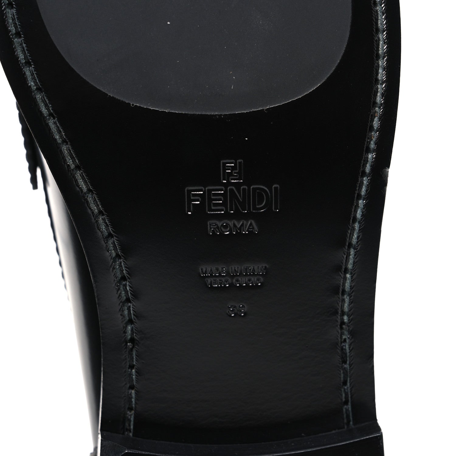 Fendi Vitello Logo Loafers 39 Black 8 of 11