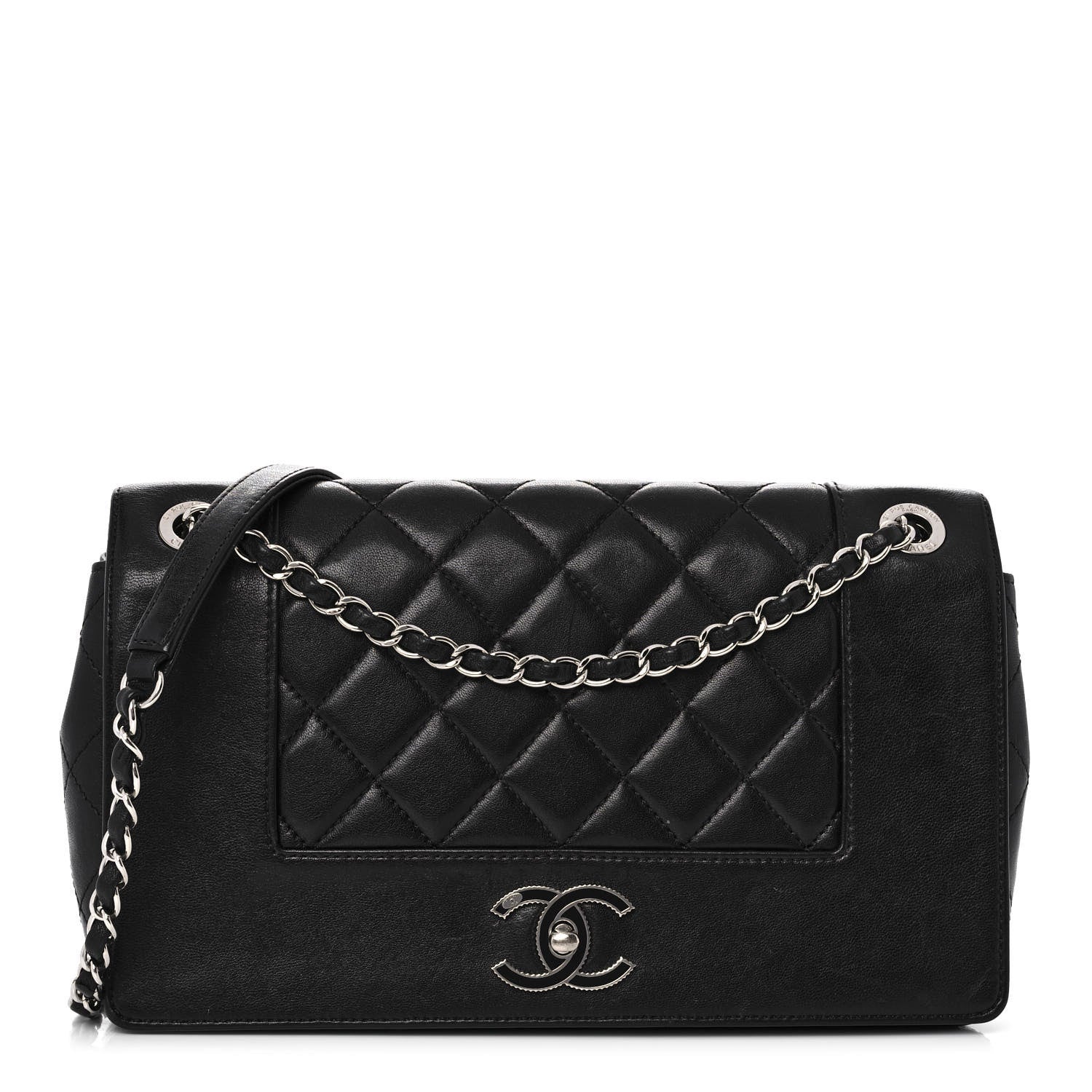 Chanel Sheepskin Quilted Vintage Mademoiselle Flap Black 1 of 12