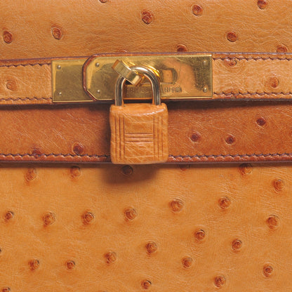 Hermes Ostrich Kelly Retourne 32 Gold 5 of 12