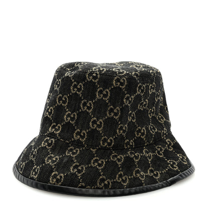Gucci Jacquard Denim GG Monogram Oscar Bucket Hat M Black Ivory 1 of 7