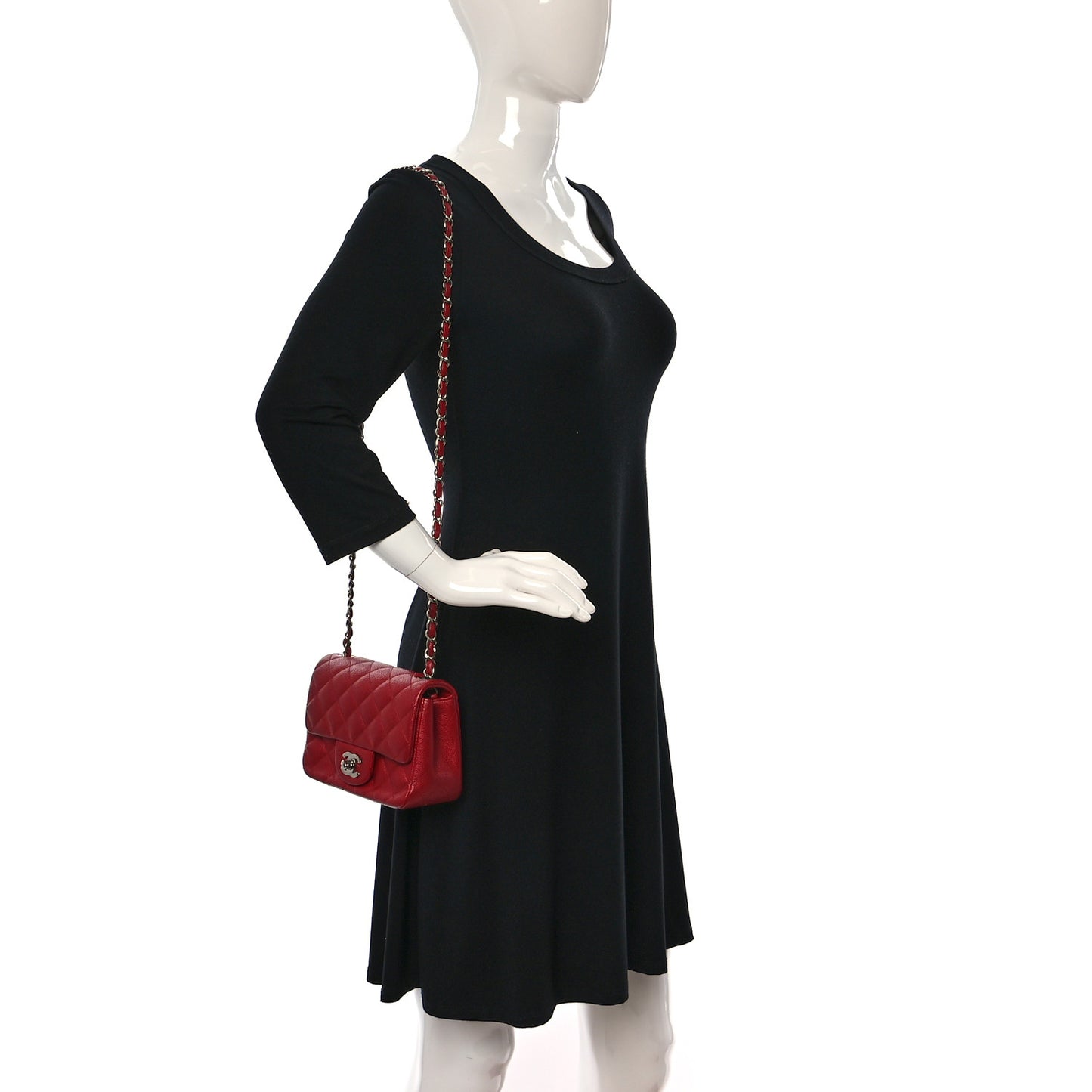 Caviar Quilted Mini Square Flap Red